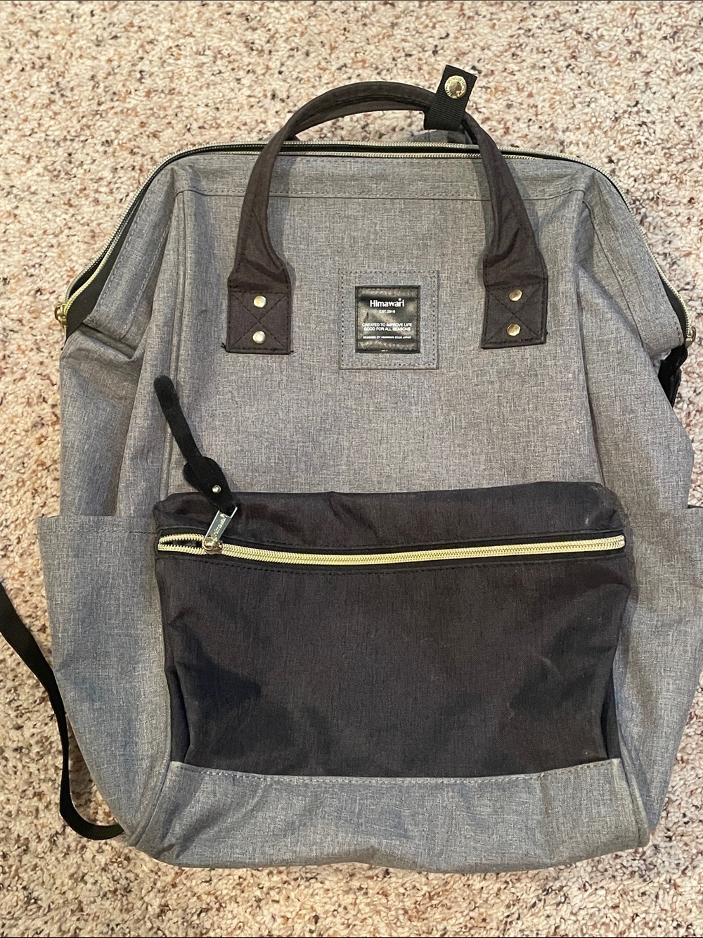 Gray and Black Himawari Travel Backpack